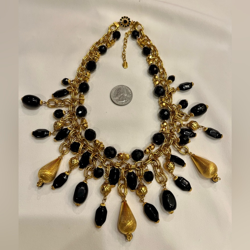 Vintage Signature Barrera Black and Gold Princess Necklace - Picture 14 of 16
